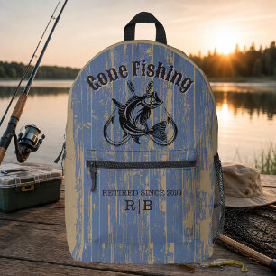 Sac À Dos Imprimé Retraite Parti Pêcher Bois Rustique Retraité