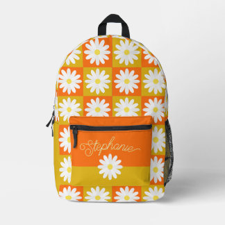 Sac À Dos Imprimé Retro Daisy Nom personnalisé Super Checkerboard