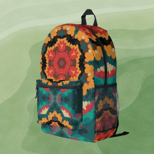 Sac À Dos Imprimé Rétro Mandala bleu orange et rouge