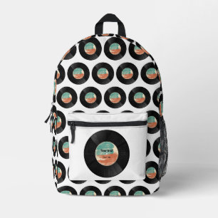 Sac À Dos Imprimé Retro Vinyl Record Music Album Nom personnalisé