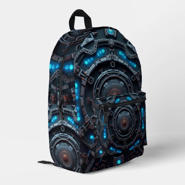 Sac À Dos Imprimé Robot Design Backpack – Trendy Tech Style Bag (Coin arrière gauche)