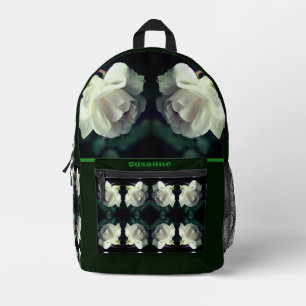 Sac À Dos Imprimé Rose blanche avec gouttes de pluie personnalisée
