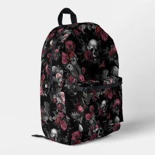 Sac À Dos Imprimé Rose crâne élégant Hibou Bourgogne rose gothique