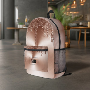 Sac À Dos Imprimé Rose Gold Parties scintillant métallique Drip Mono