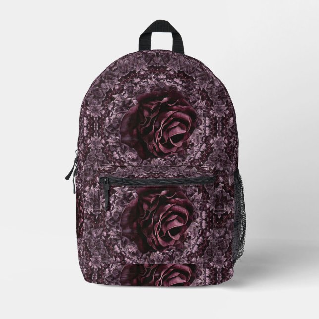 Sac À Dos Imprimé Rose Mandala (Recto)