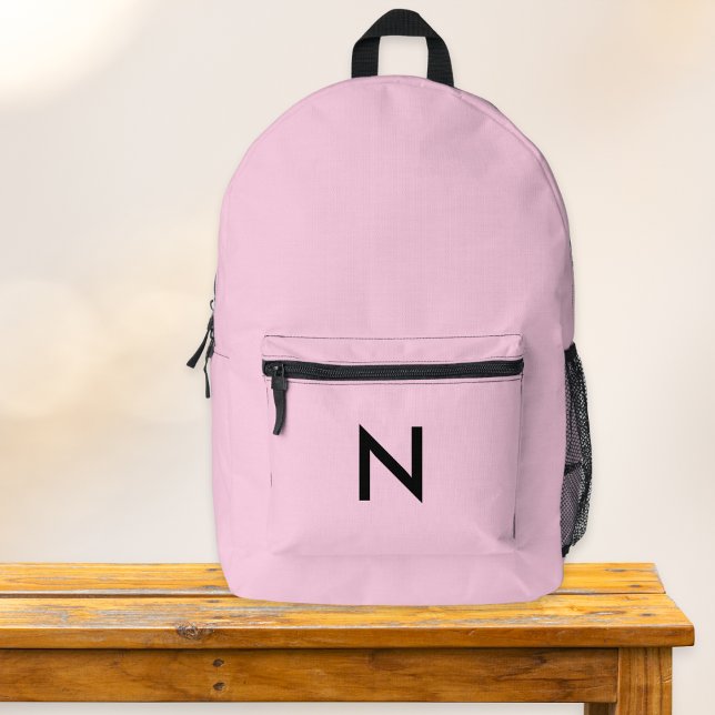 Sac À Dos Imprimé Rose Monogrammé Élégant Plutôt Moderne Chic tendan (A stylish pink backpack to personalize with the recipient's initial as a monogram)