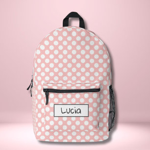 Sac À Dos Imprimé Rose Pâle et Blanc Personnalisé à pois