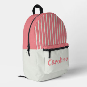 Sac À Dos Imprimé Rose personnalisé et blanc rayé vintage