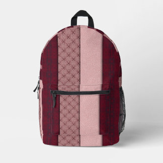 Sac À Dos Imprimé Rose poudré et rayures carreaux rouges