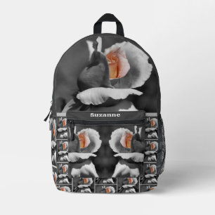 Sac À Dos Imprimé Rosebud Couleur Partielle Noir Et Blanc Personnali