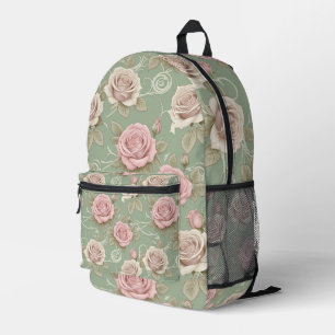 Sac À Dos Imprimé Roses Inspirées de l'Art Nouveau dans des Teintes