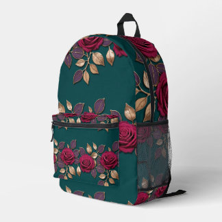 Sac À Dos Imprimé Roses rouges et violettes audacieuses avec feuille