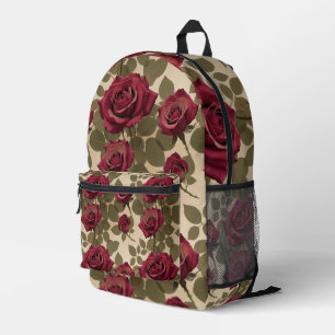 Sac À Dos Imprimé Roses rouges foncés avec des feuilles vertes fanée