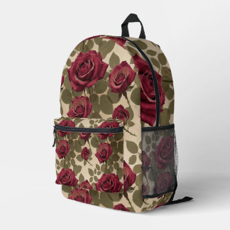 Sac À Dos Imprimé Roses rouges foncés avec des feuilles vertes fanée