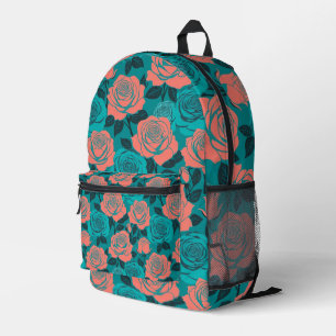 Sac À Dos Imprimé Roses stylisées audacieuses dans des nuances de sa