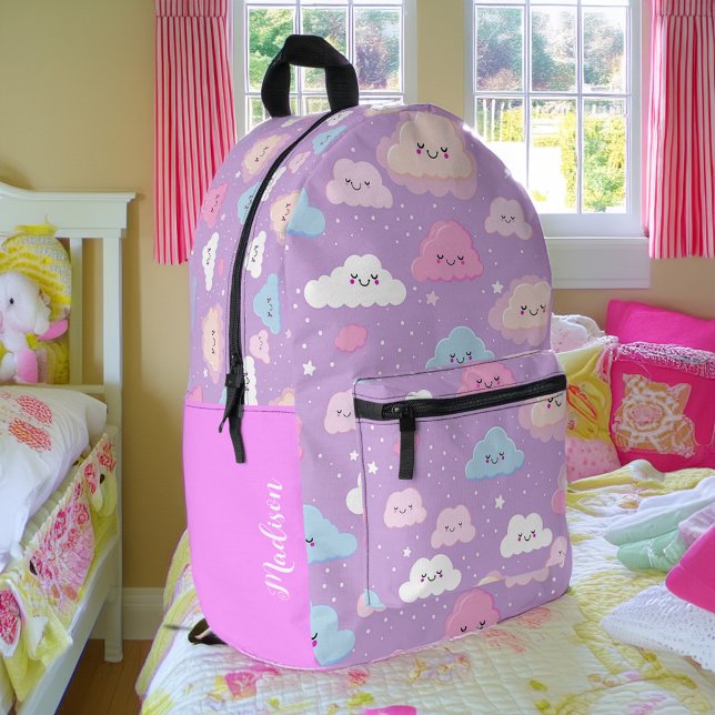 Sac À Dos Imprimé Roses Whimsical Joyeux Nuages Personnalisés (Créateur téléchargé)