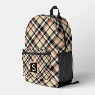 Sac À Dos Imprimé Rouge Beige Tan Noir Blanc Écossais Clan Motif Pla