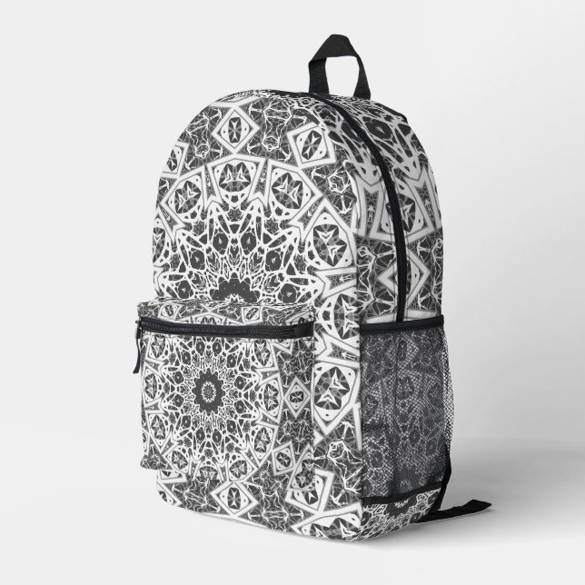 Sac À Dos Imprimé rouge et blanc, bandana ethnique (Coin arrière droit)