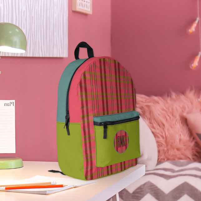 Sac À Dos Imprimé Rouge rose moderne Plaid (Créateur téléchargé)