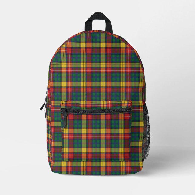 Sac À Dos Imprimé Russe Plaid Rouge Jaune Vert Buchanan Tartan (Recto)