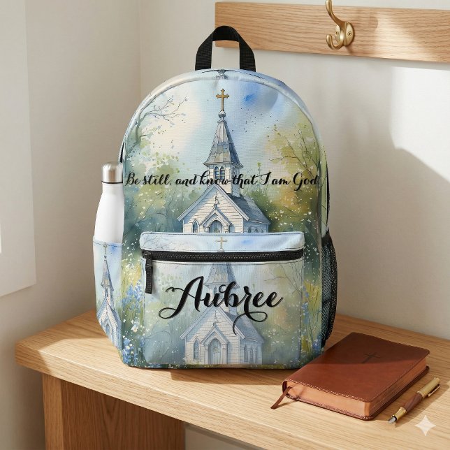 Sac À Dos Imprimé Rustic Church Path in Wildflower Meadow (Rustic Church Path in Wildflower Meadow Printed Backpack In Mud Room)