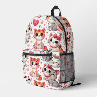 Sacoche Motif Chat & Coeurs - Rose & Rouge
