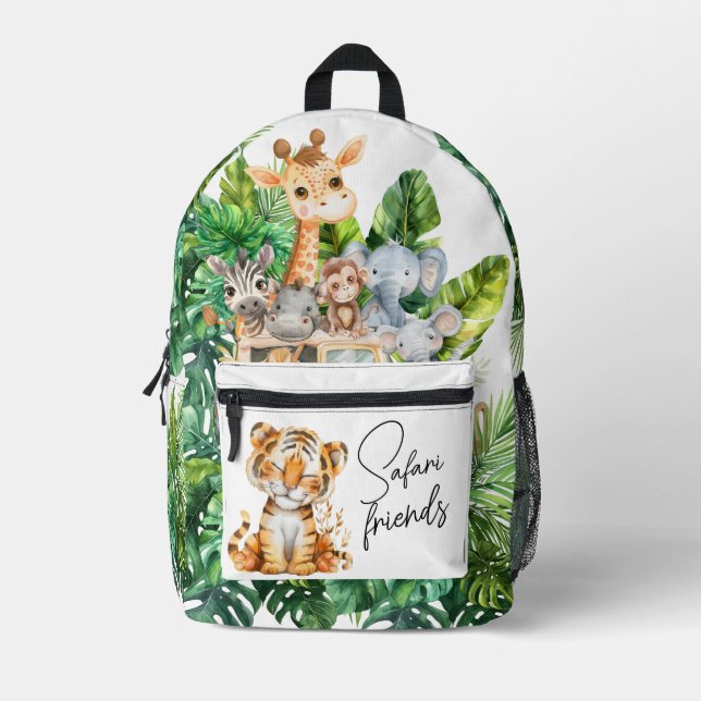 Sac À Dos Imprimé Safari Animaux Jungle Amis Enfants (Recto)