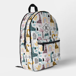 Sac À Dos Imprimé Safari Animaux & Plantes, Boho Rainbow Motif