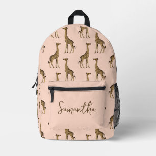 Sac À Dos Imprimé Safari de girafe rose et Brown