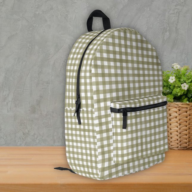 Sac À Dos Imprimé Sage Vert En vichy Plaid Motif (Créateur téléchargé)