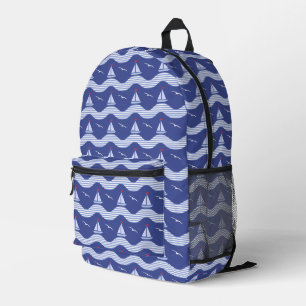 Sac À Dos Imprimé Sailboats On Striped Sea Pattern