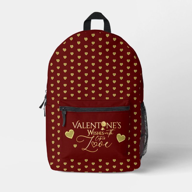 Sac À Dos Imprimé Saint-Valentin calligraphié rouge (Recto)