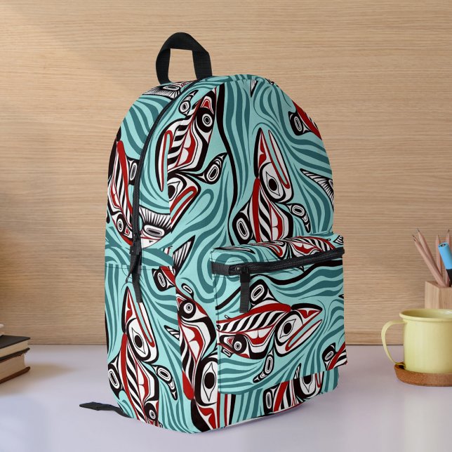 Sac À Dos Imprimé Saumon Haida Art Spirit Pacific Northwest Native (Créateur téléchargé)