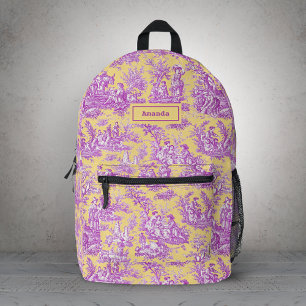 Sac À Dos Imprimé Scène romantique élégante vintage toile jaune viol