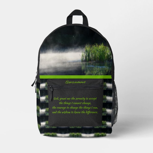 Sac À Dos Imprimé Serenity Prayer Cattails Dans Mist Inspiration (Recto)