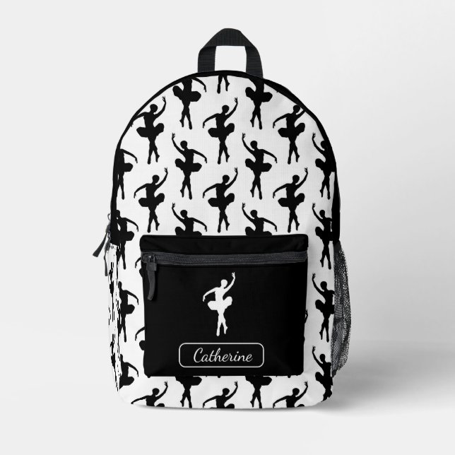 Sac À Dos Imprimé Silhouette Ballerina en noir et blanc (Recto)