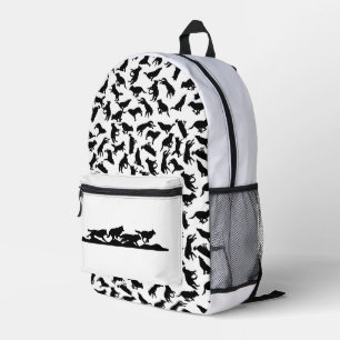 Sac À Dos Imprimé Silhouette de Wolf Noir en course avec le pack