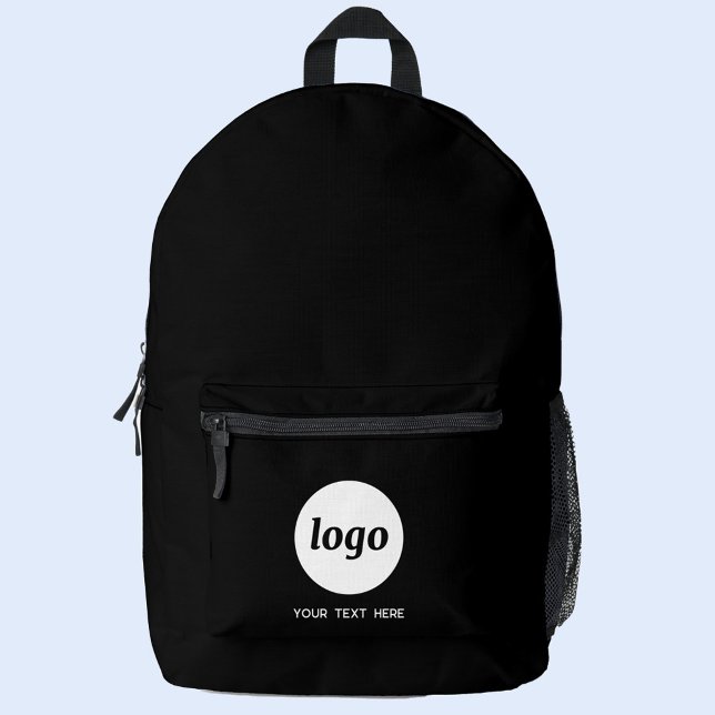 Sac À Dos Imprimé Simple Logo Texte promotionnel Business Black (Simple logo with custom text business promotional backpack)
