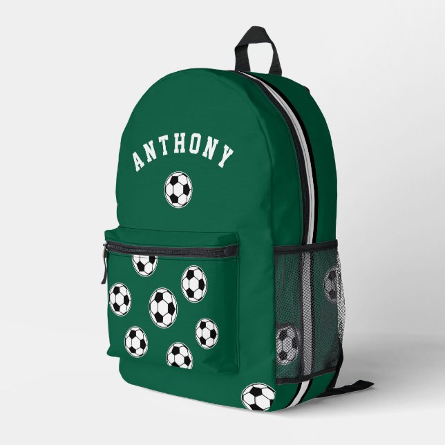 Sac À Dos Imprimé Soccer Green Personalised Kids Back to School (Coin arrière droit)