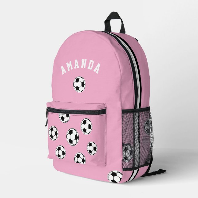 Sac À Dos Imprimé Soccer Rose Personnalisé Enfants Retour à l'école (Coin arrière droit)