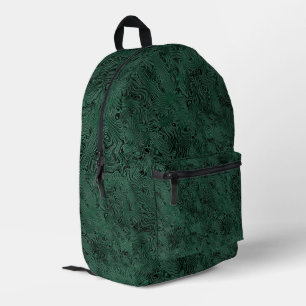 Sac À Dos Imprimé Soie Moire Petit Motif en Vert Forêt