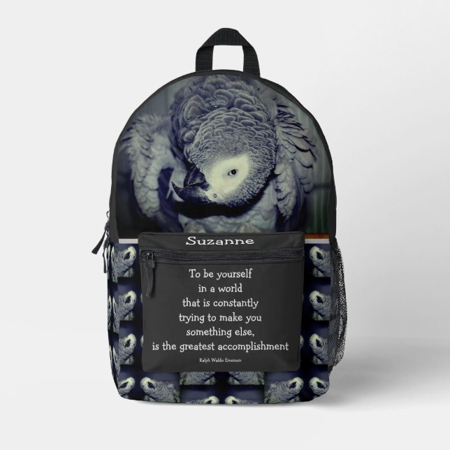 Sac À Dos Imprimé Sois toi-même Citer de mignon perroquet Inspiratio (Recto)