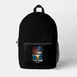 Sac À Dos Imprimé Soleil Sable et un Verre à la Main Croisière de Pl
