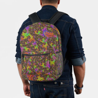 Sac À Dos Imprimé Spirale Abstraite Numérique Fractale Colorée Flash