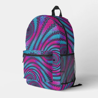 Sac À Dos Imprimé Spirale fractale magenta et cyan vibrant néon funk