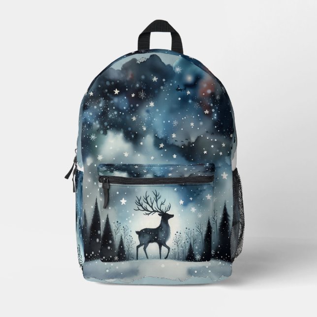 Sac À Dos Imprimé Starry Winter Night Deer  (Recto)