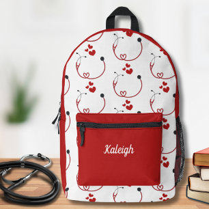 Sac À Dos Imprimé Stéthoscopes et monogramme des coeurs