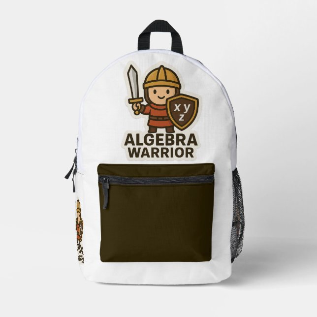 Sac À Dos Imprimé Sticker Algebra Warrier - Mignonne Héros Math (Recto)