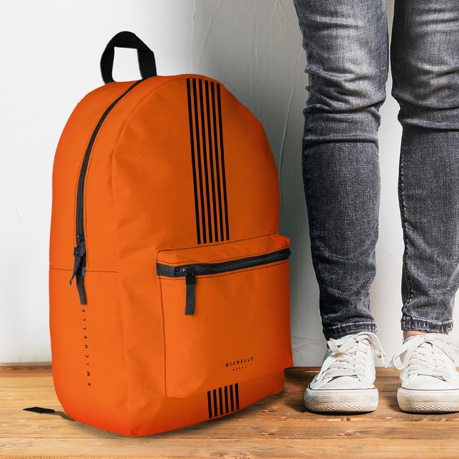 Sac À Dos Imprimé Stripes Sportif Minimal Style Orange (Stripes Minimal Sporty Stylish Orange Printed Backpack
)