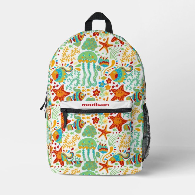 Sac À Dos Imprimé Style de dessin de vie aquatique Abstrait (Recto)